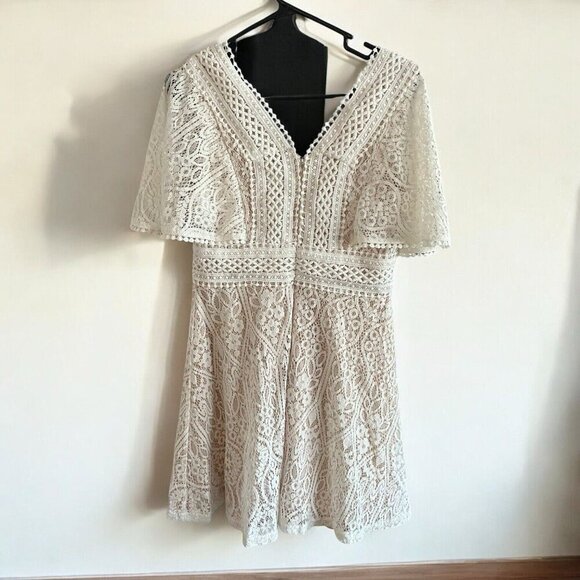 Lulus Love Swept White Lace Midi Skater Dress Size XL New - Picture 2 of 6